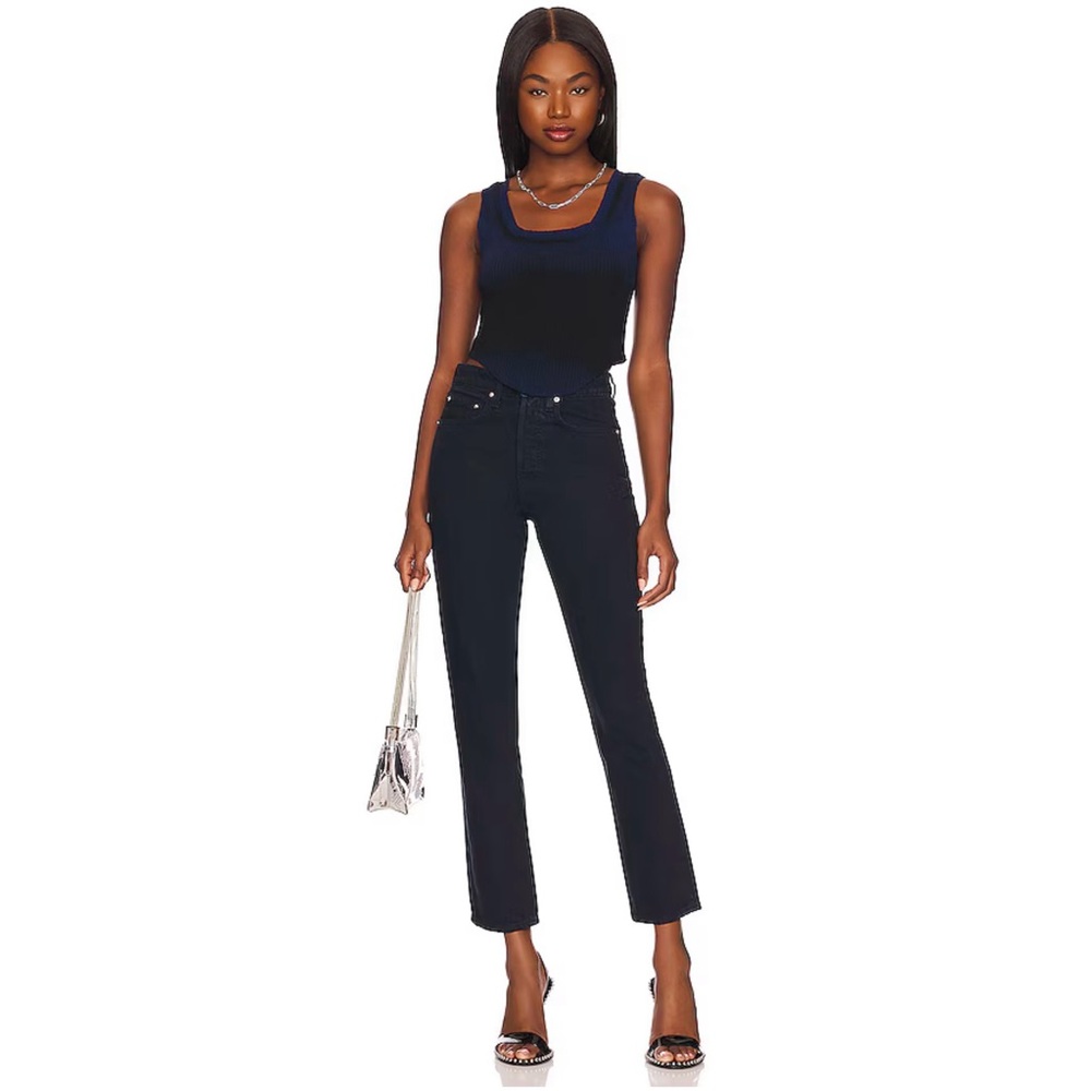 GRLFRND Women's Black Karolina High-Waist Straight Crop Jeans Pants Size 28